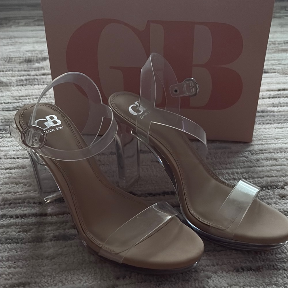 Gianni Bini Cream Heels with Clear Straps